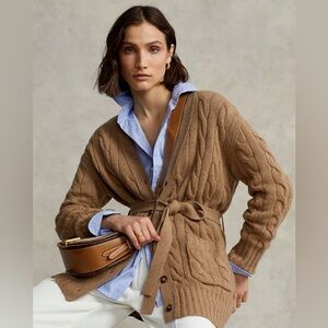 Polo by Ralph Lauren Brown Cable Knit Cardigan
